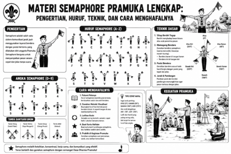 Materi Semaphore Pramuka Lengkap: Pengertian, Huruf, Teknik, dan Cara Menghafalnya